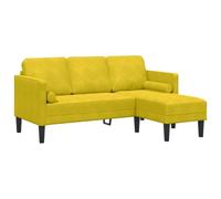 QJBSAVVA Canapé Modulable 3 Places d'angle en Velours Jaune, Canapé Sectionnel Moderne avec Accoudoirs Plats et Structure en Bois, Canapé de Salon Confortable 173 x 131 x 67 cm