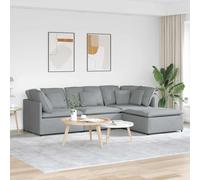 QJBSAVVA Canapé modulaire avec repose-pieds - Tissu gris clair - 300 x 200 x 64 cm - Ensemble de sièges confortables avec coussins - Design durable pour salon, balcon et chambre d'amis