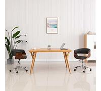 QJBSAVVA Chaise de bureau pivotante grise 59,5 × 58 × 66-74 cm, hauteur réglable, structure en bois court, pieds en métal, ergonomique, pour la maison, le bureau, les jeux