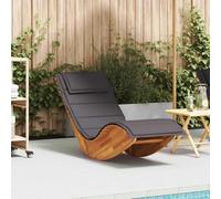 QJBSAVVA Chaise longue à bascule en bois massif d'acacia avec coussin rembourré, 154 x 60 x 74 cm, chaise longue de jardin, de plage, avec design ergonomique et technique de balançoire sûre pour