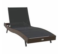 QJBSAVVA Chaise longue de jardin en polyrotin - 197 x 70 x 82 cm - Dossier réglable sur 5 positions - Chaise longue confortable pour terrasse et balcon - Structure en acier stable - Chaise longue