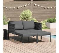 QJBSAVVA Chaise longue grise - 150 cm de large - Rembourrée - Avec coussin résistant aux intempéries - Design moderne - Pour jardin, terrasse et piscine