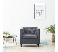 QJBSAVVA Chesterfield Fauteuil en tissu gris - Design élégant avec cadre en bois et rembourrage de qualité supérieure - Pour salon, chambre à coucher et bureau - 72 x 68 x 70 cm - Confortable et