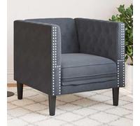 QJBSAVVA Chesterfield Fauteuil gris foncé 71 x 74,5 x 70,5 cm en velours avec agrafage à boutons et accoudoirs roulés Petit canapé respirant pour salon, chambre à coucher, chambre d'adolescent