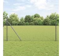 QJBSAVVA Clôture de jardin 25 m x 1,2 m en acier revêtu de PVC gris - Clôture en grillage de qualité supérieure pour poules, chiens, pâturage et jardin - Résistante aux intempéries, robuste et rapide
