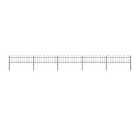 QJBSAVVA Clôture de Jardin avec Arceau en Acier 892,5 x 60 cm Noir, Barrière Extérieure Décorative de 5 Panneaux et 6 Poteaux pour Délimiter Pelouse, Allée et Potager