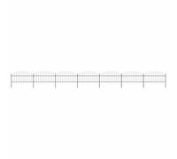 QJBSAVVA Clôture de jardin avec pointes de lance - 11,9 m - Kit complet en acier - 7 éléments de clôture et 8 poteaux - Clôture en métal stable pour jardin et terrain - 125 cm de hauteur - Noir