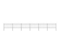 QJBSAVVA Clôture de jardin en acier - 10,2 m - Kit complet - Clôture en métal solide - Noir - Avec pointes décoratives - 6 éléments de clôture et 7 poteaux - Pour jardin et terrain, délimitation