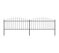 QJBSAVVA Clôture de jardin en acier - 3,4 m x 0,5 à 0,75 m - Noir - Avec pointes de lance - Clôture robuste pour jardin, cour et commerce - Double fil avec accessoires de montage