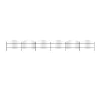 QJBSAVVA Clôture de jardin en acier avec pointes de lance - 10,2 m - Noir - Clôture métallique robuste composée de 6 éléments de clôture et 7 poteaux - Délimitation stable de terrain pour jardin et