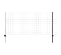 QJBSAVVA Clôture de jardin en acier gris - 25 m x 1 m - Clôture moderne à double fil avec poteaux - Inoxydable - Flexible - Pour chiens, poules, pâturage, jardin, camping