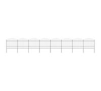 QJBSAVVA Clôture de jardin en acier noir de 13,6 m avec 8 éléments de clôture et 9 poteaux, clôture en métal stable avec pointes de lance pour jardin et terrain, hauteur 150-175 cm