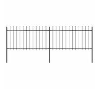 QJBSAVVA Clôture de jardin noire 340 x 150 cm en acier revêtu par pulvérisation, 2 éléments de clôture avec pointe de lance, robuste et extensible, pour jardin, allée, terrasse et terrain commercial