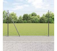 QJBSAVVA Clôture de jardin, revêtue de PVC, grise, 1,5 x 50 m, avec poteaux, grillage inoxydable, pour chiens, poules, camping, jardin et pâturage, montage en quelques minutes pour la confidentialité
