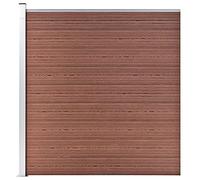 QJBSAVVA Clôture de jardin WPC - 175 x 186 cm - Marron - Ensemble de panneaux de clôture avec poteaux et barre en aluminium - Pare-vue pour jardin et terrasse - Kit de clôture en bois composite et