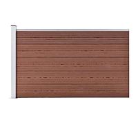 QJBSAVVA Clôture de Jardin WPC 175x105 cm Marron, Panneau de Clôture Composite Bois-Plastique Brise-Vue pour Extérieur et Terrasse, Kit avec 5 Panneaux, 1 Poteau et Base en Acier