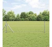 QJBSAVVA Clôture euro argentée - 0,4 x 50 m - En fer galvanisé à chaud - Design moderne - Robuste et résistant aux intempéries - Pour jardin, terrasse, cour