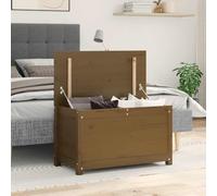 QJBSAVVA Coffre marron miel 80 x 40 x 45,5 cm en pin massif avec vérin à gaz pour beaucoup d'espace de rangement dans le salon, la chambre à coucher, le couloir