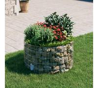 QJBSAVVA Colonne gabion ronde 100 x 50 cm en acier galvanisé argenté robuste treillis en pierre de jardin résistant aux intempéries pour jardin, terrasse et balcon