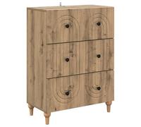 QJBSAVVA Commode à Tiroirs en Bois d'Ingénierie, Armoire de Rangement Moderne avec 3 Tiroirs pour Salon et Entrée, Buffet Bas Chêne Artisanal, 66 x 34,5 x 90 cm