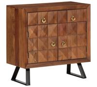QJBSAVVA Commode de Rangement en Bois d'Acacia Massif, Armoire à Tiroirs et Porte pour Salon, Buffet Bas Style Rétro avec Pieds en Métal, 70x35x70 cm, Finition Miel