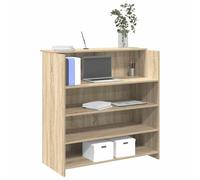 QJBSAVVA Comptoir de réception en chêne Sonoma 100 x 50 x 103,5 cm avec comptoir intégré et espace de rangement pour bureau, hôtel, clinique