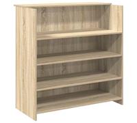 QJBSAVVA Comptoir de réception en chêne Sonoma - 100 x 50 x 103,5 cm - En bois - Comptoir de vente moderne avec étagères - Comptoir de magasin pour bureau, cabinet, salon et hall d'hôtel, comptoir de