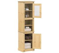 QJBSAVVA Corona Armoire de salle de bain, 50 x 40 x 185 cm, en pin massif avec finition cire de miel, robuste et durable, grand espace de rangement pour salle de bain, WC, armoire étroite, petite