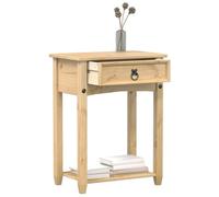 QJBSAVVA Corona Table console en pin massif 55 x 35 x 73 cm avec tiroir et étagère Table d'appoint rustique pour salon, couloir et balcon