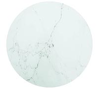QJBSAVVA Dessus de Table en Verre Trempé Blanc Effet Marbre Ø 40 cm, Plateau Rond Epaisseur 8 mm pour Table Basse, Table à Manger, Table de Chevet et Console de Salon