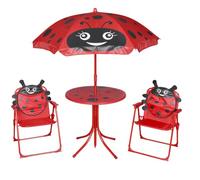 QJBSAVVA Ensemble bistro de jardin 3 pièces pour enfants avec parasol rouge 50 cm de diamètre, chaises pliantes Oxford 210D pour jardin, balcon et aire de jeux