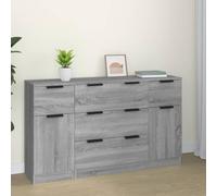 QJBSAVVA Ensemble buffet moderne 3 pièces en bois Sonoma gris Sonoma avec tiroirs et porte pour salon, cuisine et couloir