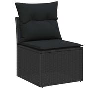 QJBSAVVA Ensemble Canapé de Jardin Modulaire 6 Pièces en Résine Tressée Noire, Salon de Jardin Extérieur avec Table Basse Basse, Rangement et Coussins Confortables pour Terrasse et Balcon
