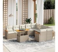 QJBSAVVA Ensemble de 10 meubles de balcon en rotin - Beige - 100 x 55 cm - Hauteur réglable - Avec groupe de sièges en rotin synthétique - Résistant aux UV - Pour petits balcons, terrasse, salon de