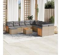 QJBSAVVA Ensemble de 12 meubles d'angle en polyrotin beige 55 cm modulable avec espace de rangement et coussins lavables