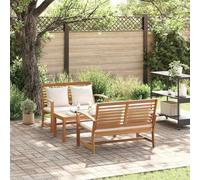 QJBSAVVA Ensemble de 3 meubles de balcon en teck naturel 95 x 45 x 40 cm Petit ensemble de sièges avec table et bancs Design moderne robuste et résistant aux intempéries pour balcon, terrasse, jardin