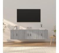 QJBSAVVA Ensemble de 3 meubles muraux bas - Gris Sonoma - 80 x 40 cm + 2 x 40 x 40 cm - En bois - Avec portes - Design moderne et beaucoup d'espace de rangement - Pour salon, couloir, chambre à