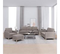 QJBSAVVA Ensemble de 4 canapés avec coussins, en tissu taupe, confortables et durables, pour salon, balcon et chambre d'adolescent