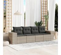 QJBSAVVA Ensemble de 4 meubles de jardin en polyrotin - Gris clair - 55 x 62 x 69 cm - Modulaire - Avec espace de rangement et housses - Pour balcon, terrasse et petits coins