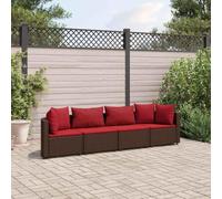QJBSAVVA Ensemble de 4 meubles de jardin marron en polyrotin + canapé central avec coussin à la cannelle 63 x 63 x 57,5 cm, modulable, pour balcon, terrasse, salon de jardin