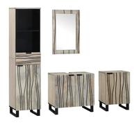 QJBSAVVA Ensemble de 4 meubles de salle de bain, marron noyer, design moderne, avec armoire à miroir, lavabo et support, 38 x 33 x 160 cm, espace de rangement pratique pour petites et grandes salles