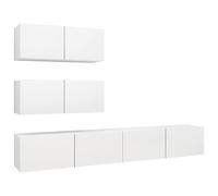 QJBSAVVA Ensemble de 4 meubles TV en bois blanc - Design moderne avec grand espace de rangement - 80/100 x 30 x 30 cm - Solution suspendue pour salon, chambre à coucher, bureau