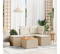 QJBSAVVA Ensemble de 5 meubles de jardin en polyrotin - Canapé d'angle - Table - Tabouret - 62 x 62 x 69 cm - Résistant aux UV - Coussins amovibles - Modulaire - Pour balcon, terrasse, jardin, salon