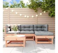 QJBSAVVA Ensemble de 5 meubles de jardin pliables en bois de sapin Douglas, 61 x 61 x 62 cm, avec coussins Oxford gris, modernes, pour petit espace, balcon, terrasse