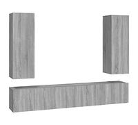 QJBSAVVA Ensemble de 5 meubles TV en bois Sonoma gris 60 x 30 x 30 cm et 30 x 30 x 90 cm Meuble de salon avec beaucoup d'espace de rangement Montage mural pour salon et chambre à coucher