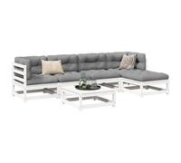 QJBSAVVA Ensemble de 6 meubles de jardin en pin massif - 70 x 70 x 67 cm - Blanc - Modulable - Pour balcon et terrasse - Avec matériau robuste - Pour une utilisation en extérieur