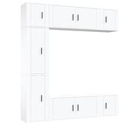 QJBSAVVA Ensemble de 7 meubles TV en bois blanc 100 x 34,5 x 40 cm et 40 x 34,5 x 80 cm - Buffet bas moderne avec beaucoup d'espace de rangement pour salon, chambre à coucher