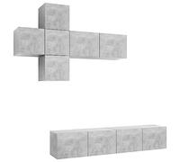 QJBSAVVA Ensemble de 7 pièces - Buffet TV en bois gris béton - 30,5/80 x 30 x 30 cm - Meuble bas suspendu avec design moderne - Grand espace de rangement et robustesse - Pour salon, couloir, chambre à
