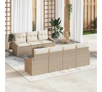 QJBSAVVA Ensemble de 8 canapés de jardin, modulables, en polyrotin, acier et verre, 165 x 55 cm, beige crème, espace de rangement pour terrasse, balcon, jardin