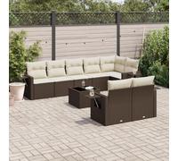 QJBSAVVA Ensemble de 9 meubles de jardin en polyrotin marron - Canapé d'angle - Canapé central - Table d'appoint - 55 x 62 x 69 cm - Design moderne - Robuste et durable - Pour jardin, balcon, terrasse